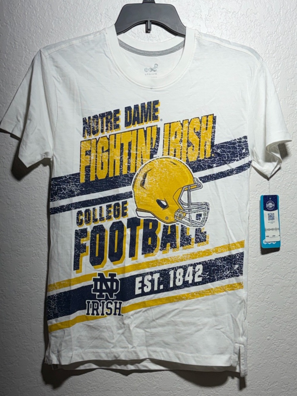 Notre Dame Fightin' Irish Short-Sleeve Football Tee - White/Yellow